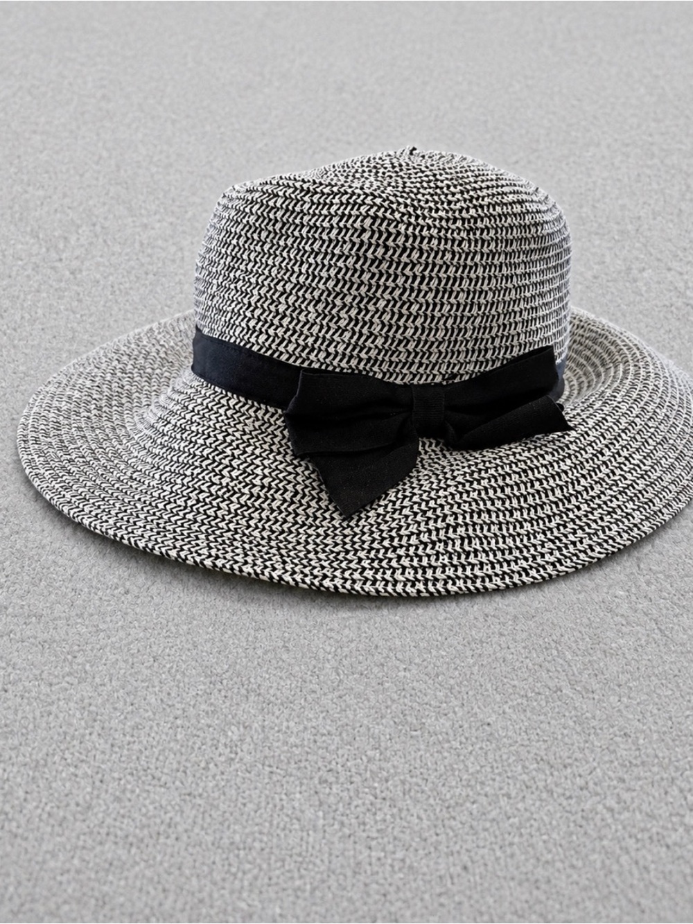 Janie and Jack Black & White Woven Sun Hat with Bow